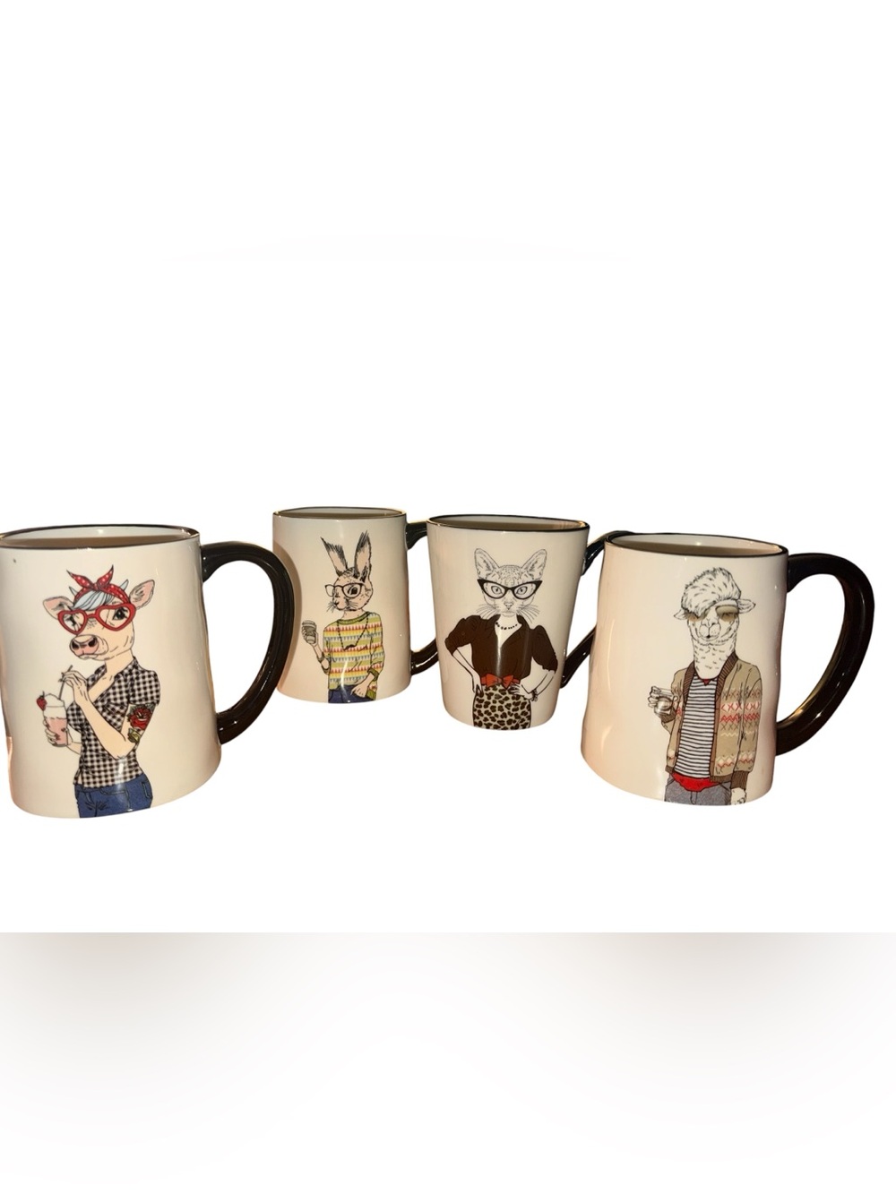 Signature Housewares Hipster Animals
Coffee Mugs Cups Stoneware Set of 4